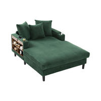 CHAISELONGUE Cord Smaragdgrün mit LED, Stauraum, USB und Becherhaltern - Smaragdgrün, Kunststoff/Textil (129/70/170cm) - WISHDOR