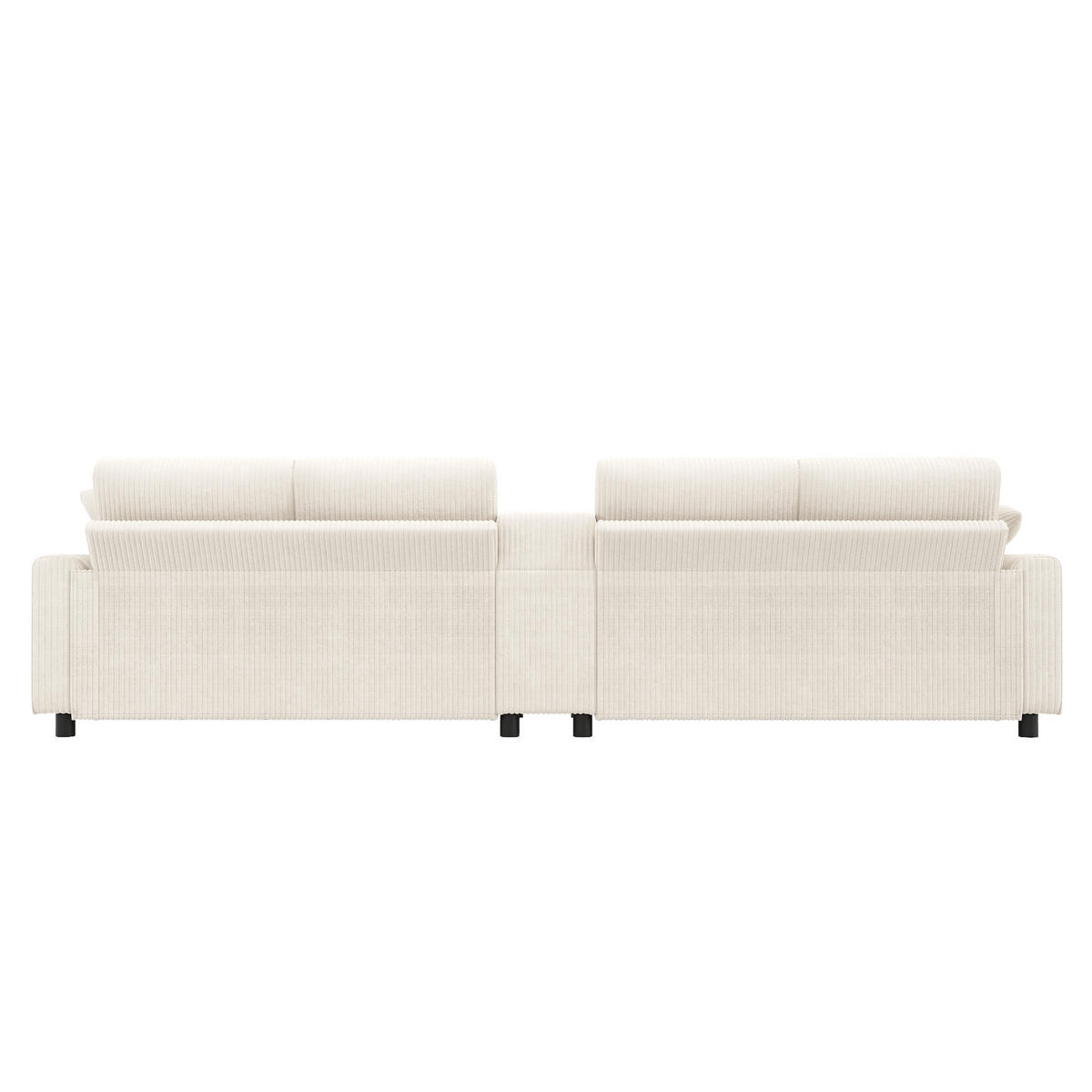 WOHNLANDSCHAFT DE-33395 U-Form mit Hockern und Ladeanschlüssen Beige - Beige, Metall (315/81/135cm) - ComfortXL