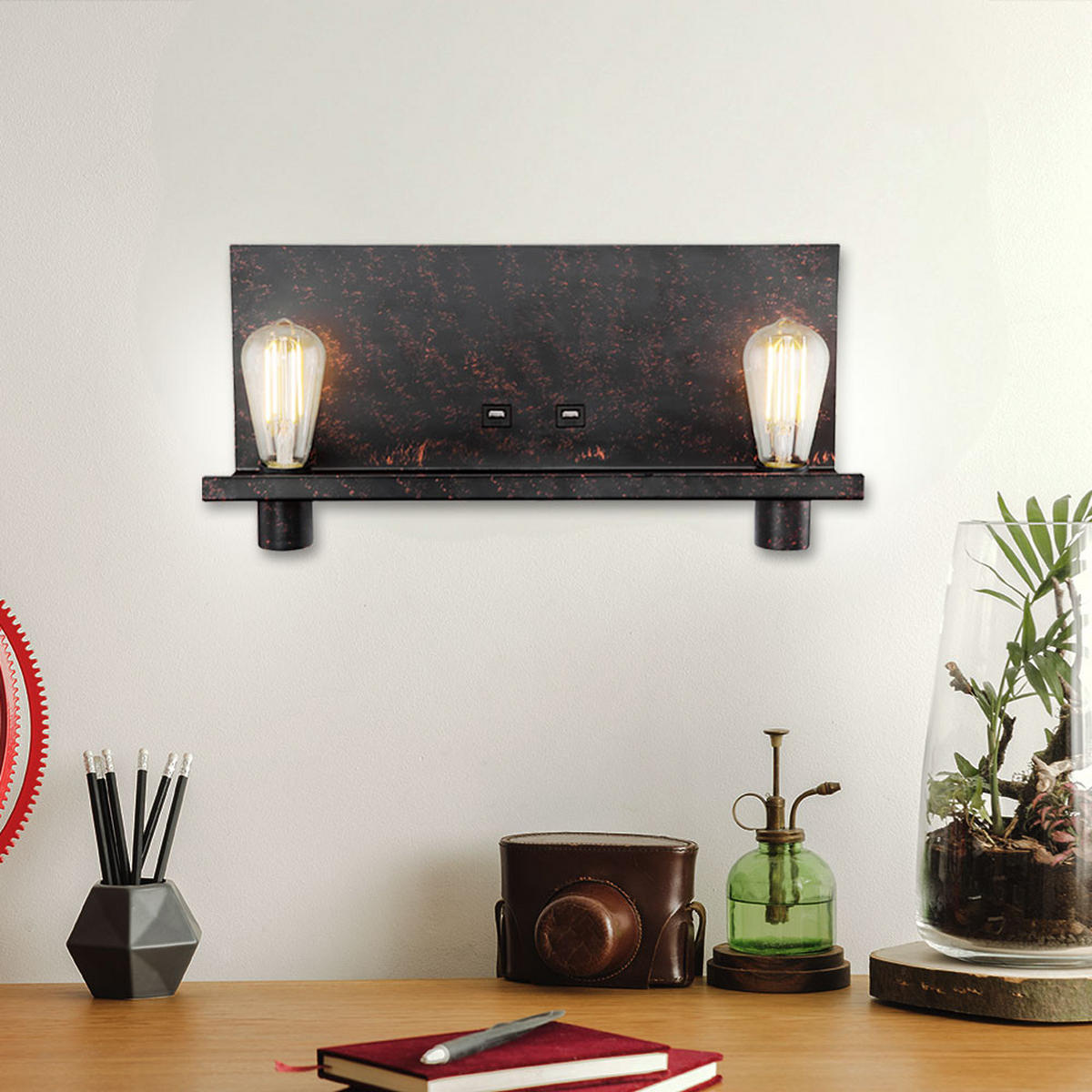 WANDLEUCHTE BAYUDA Schwarz Gold - Schwarz, Metall (48/26/15cm) - Globo Lighting