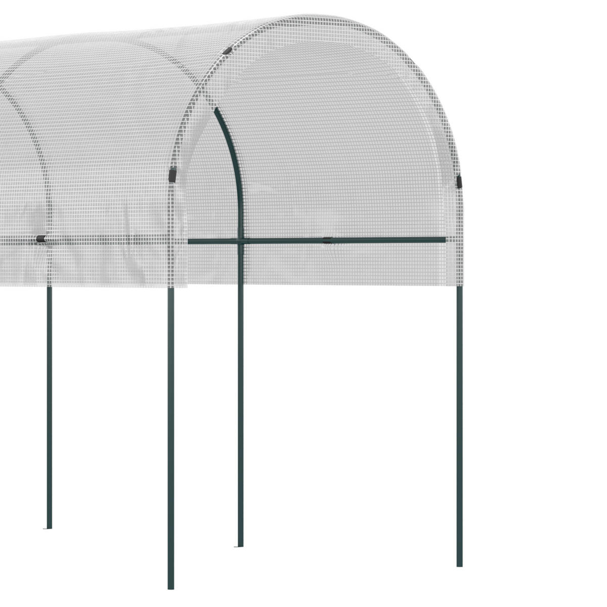 TOMATENGEWÄCHSHAUS, Winddichtes Foliengewächshaus, für Garten Balkon, Stahl, PE, Weiß - Weiß, Kunststoff/Metall (120/170/400cm) - Outsunny