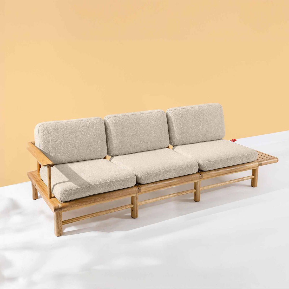 GARTENSOFA ATREDA 3-Sitzer, mit Ablage - Creme, Holz/Textil (245/74/80cm) - KONSIMO®