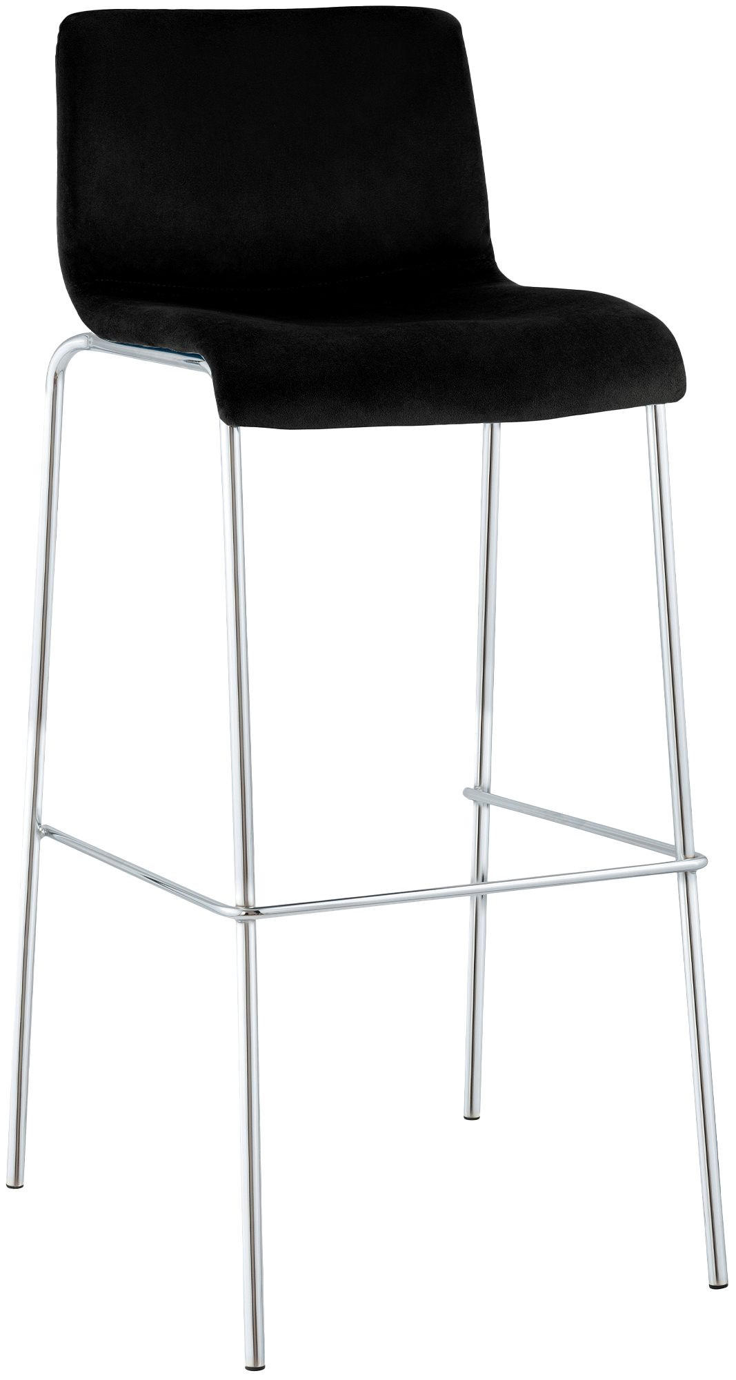 BARHOCKER Samt Schwarz - Chromfarben/Schwarz, Textil/Metall (43/100/48cm) - CLP