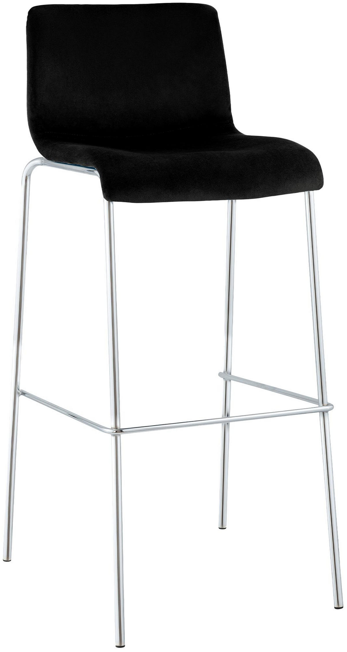 BARHOCKER Samt Schwarz - Chromfarben/Schwarz, Textil/Metall (43/100/48cm) - CLP