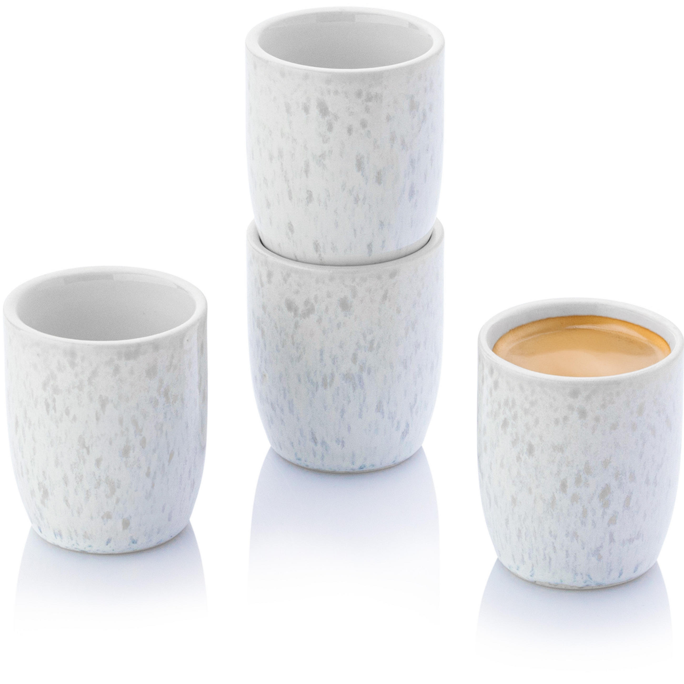 ESPRESSOBECHER SET SANTORINI - 4 teilig aus Steingut - Creme, Keramik (0.08L) - Sänger