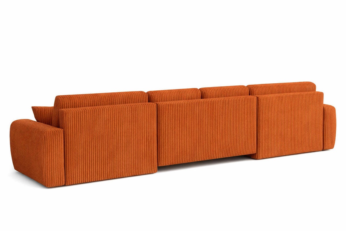 ECKSOFA Mit Schlaffunktion Und Bettkasten U-Form Ivo U, Cordstoff Poso, Kupfer - Orange, Holz (342/142cm) - Kaiser Möbel