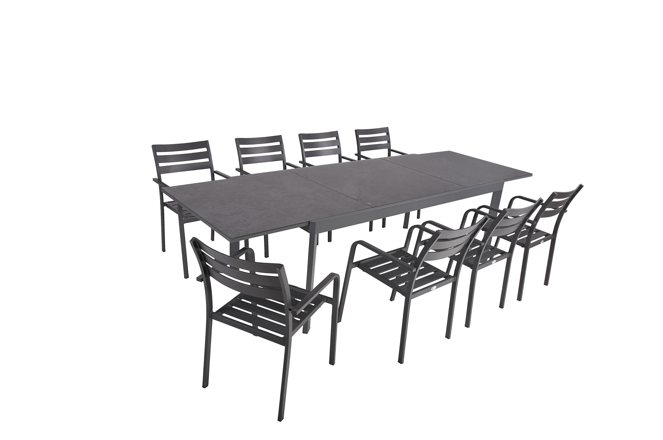 GARTEN-SITZGRUPPE Egon 9-teilig Gartenmöbel-Set - Grau, Kunststoff - DELUKE