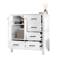 FREISTEHENDER Badezimmerschrank aus MDF und Keramik 76x46x82 cm Weiß mit Waschbecken und Stauraum - Weiß, Keramik (76/82/46cm) - Modfu