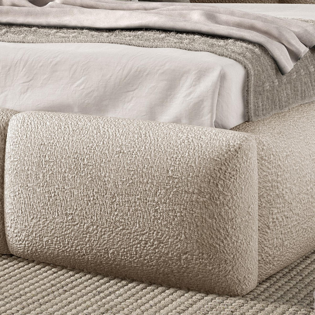 POLSTERBETT Bero, 120x200, Bouclé-Stoff, Beige - Beige, Textil (120/200cm) - Beautysofa