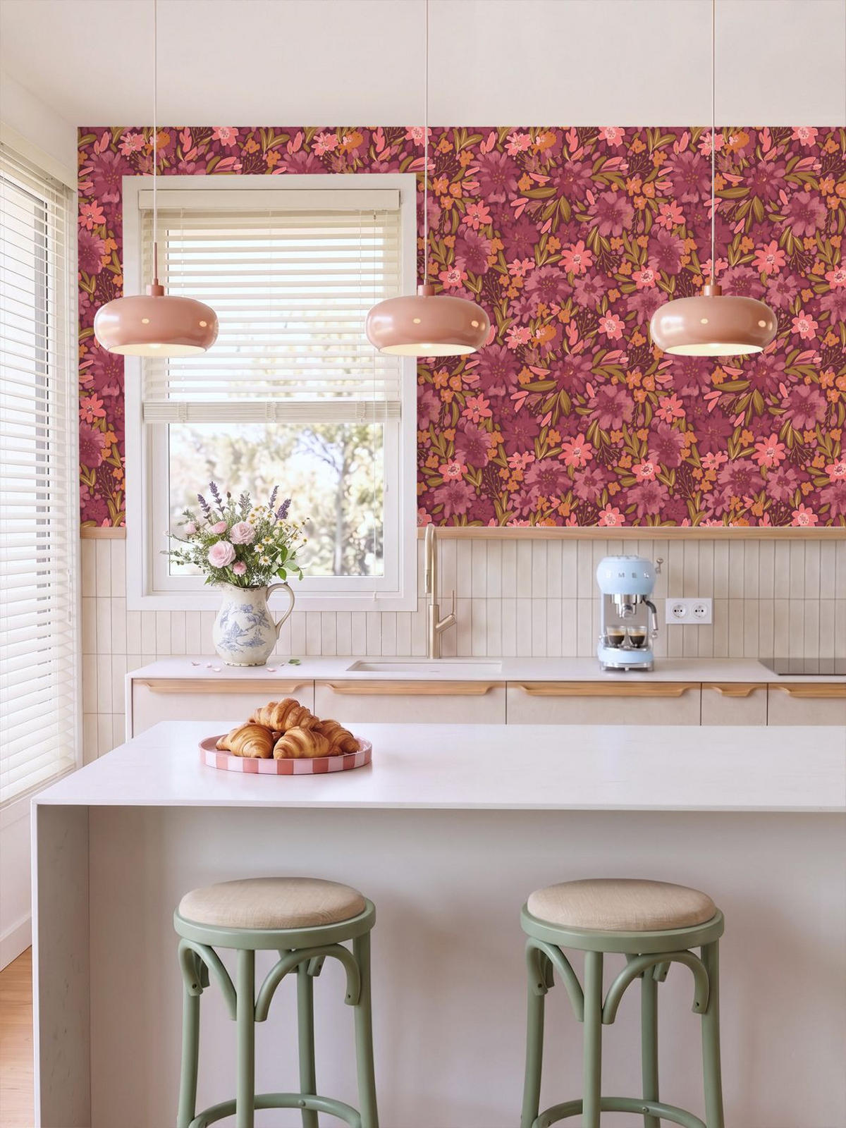 TAPETE Blumen 50 x 900 cm - Lila, Papier (50/900cm) - ESTAhome
