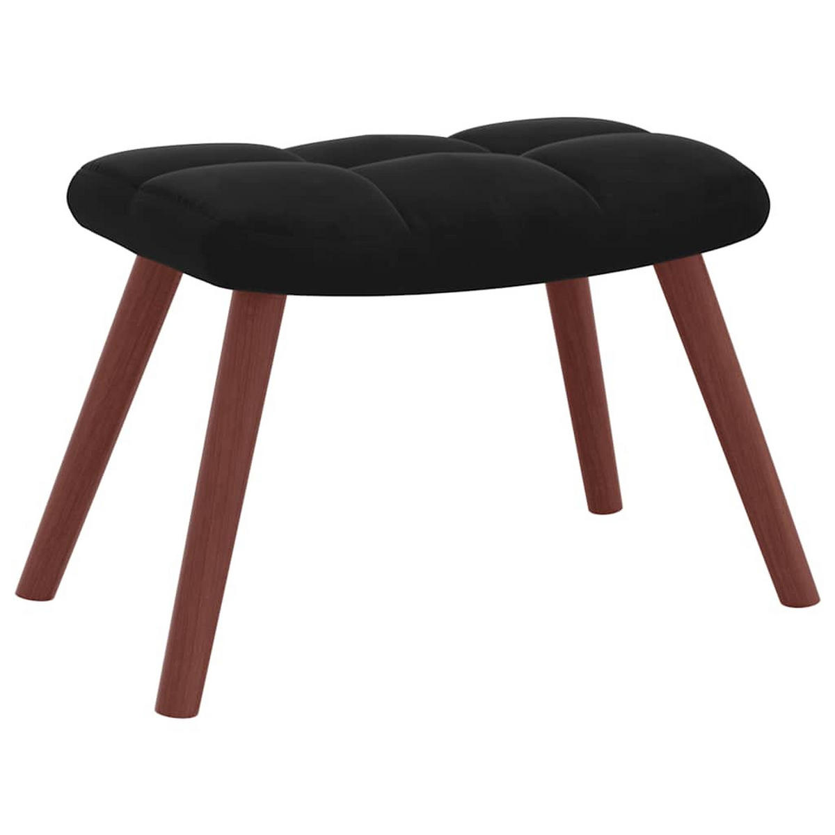 SESSEL mit Hocker, Holzbeine 61,5/69/95,5 cm aus Samt Schwarz - Schwarz/Braun, Holz/Textil (61.5/95.5/69cm) - vidaXL