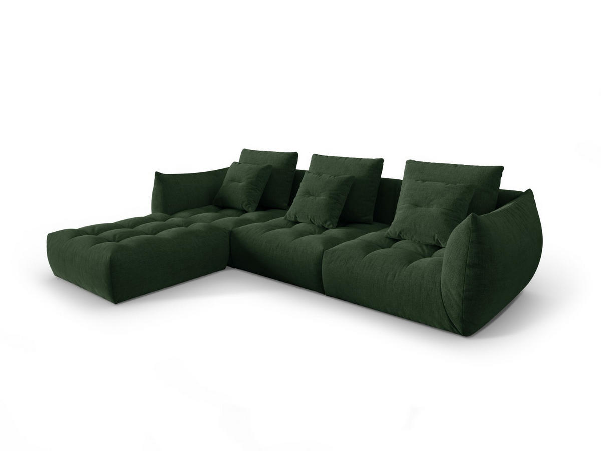 SOFA modular Bloom aus strukturiertem Stoff moosgrün 2 Sitzplätze - Salbeigrün, Textil (216/332cm) - Micadoni