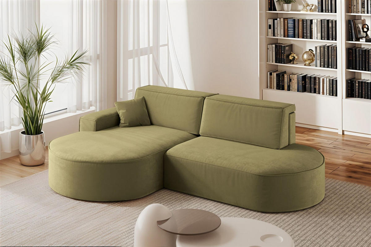 ECKSOFA Venedig Mit Schlaffunktion - Grün, Holzwerkstoff/Textil (278/179cm) - Fun Möbel