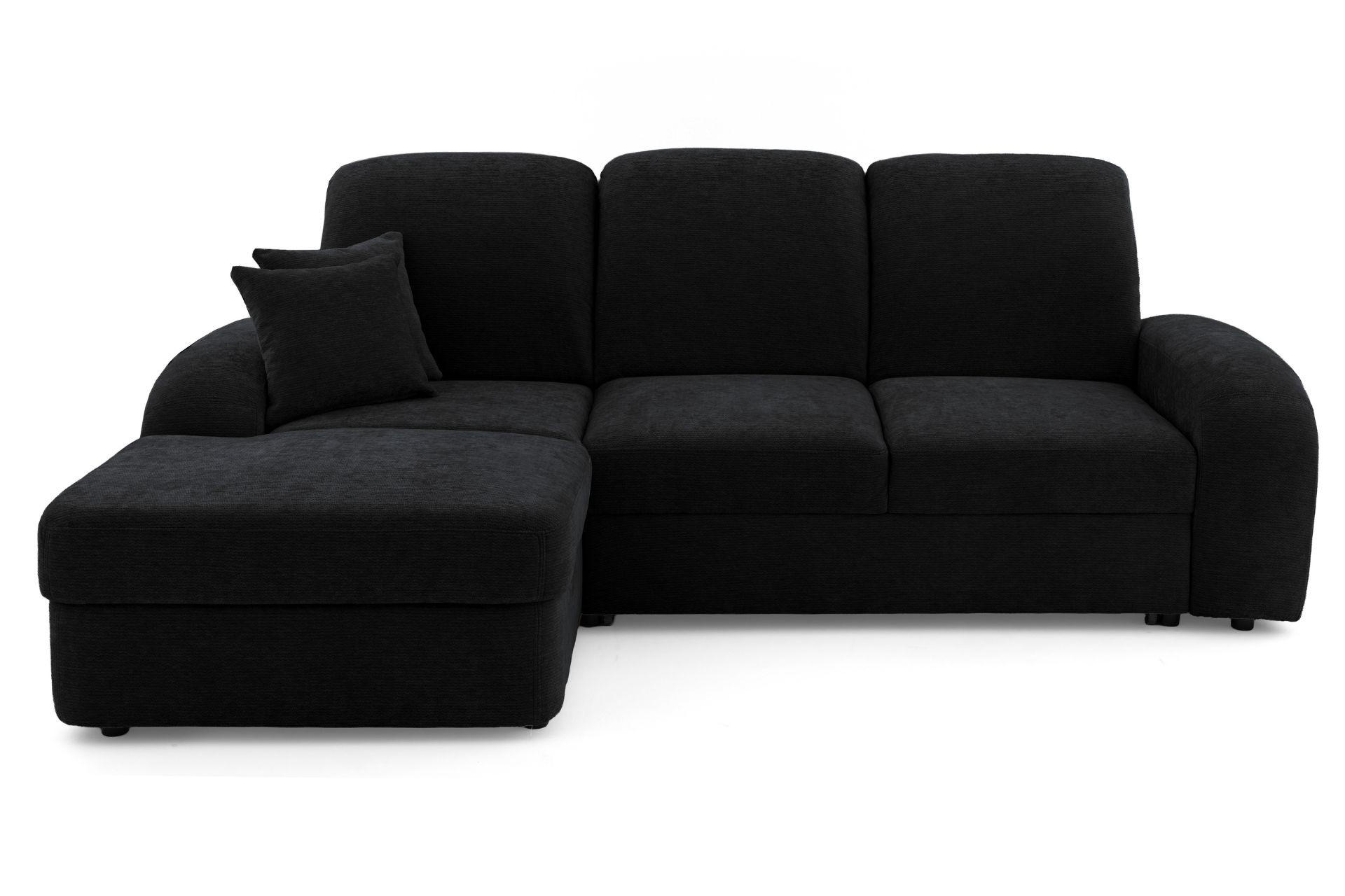 ECKSOFA VIBE S Links mit Schlaffunktion 130x202 Chenille Anthrazit - Anthrazit/Schwarz, Holz/Kunststoff (255/156cm) - Muffo