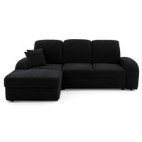 ECKSOFA VIBE S Links mit Schlaffunktion 130x202 Chenille Anthrazit - Anthrazit/Schwarz, Holz/Kunststoff (255/156cm) - Muffo