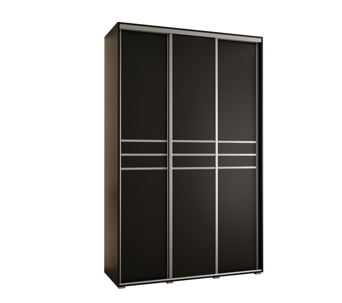 SCHWEBETÜRENSCHRANK 235,2/160/45 3-türig - Silberfarben/Schwarz, Holz/Metall (160/235/45cm) - Abiks Möbel