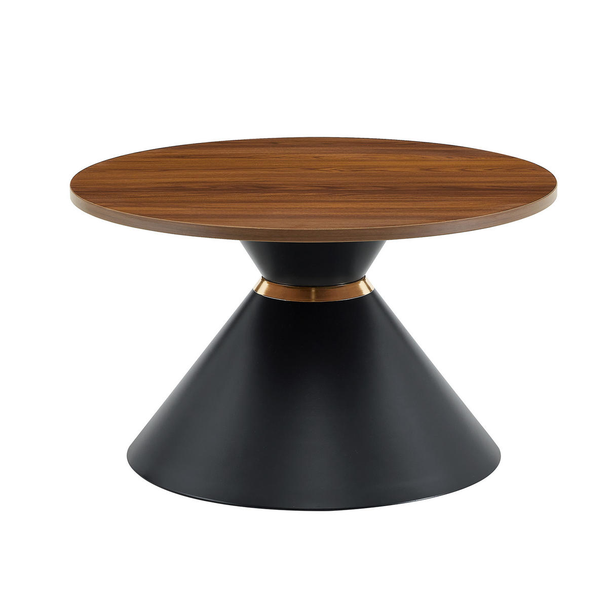 KONFERENČNÍ STOLEK sada 2 ks v dekoru ořechu a černé, kuželový design - barva vlašského ořechu, kov (70/70/42.5cm) - Urban Meuble