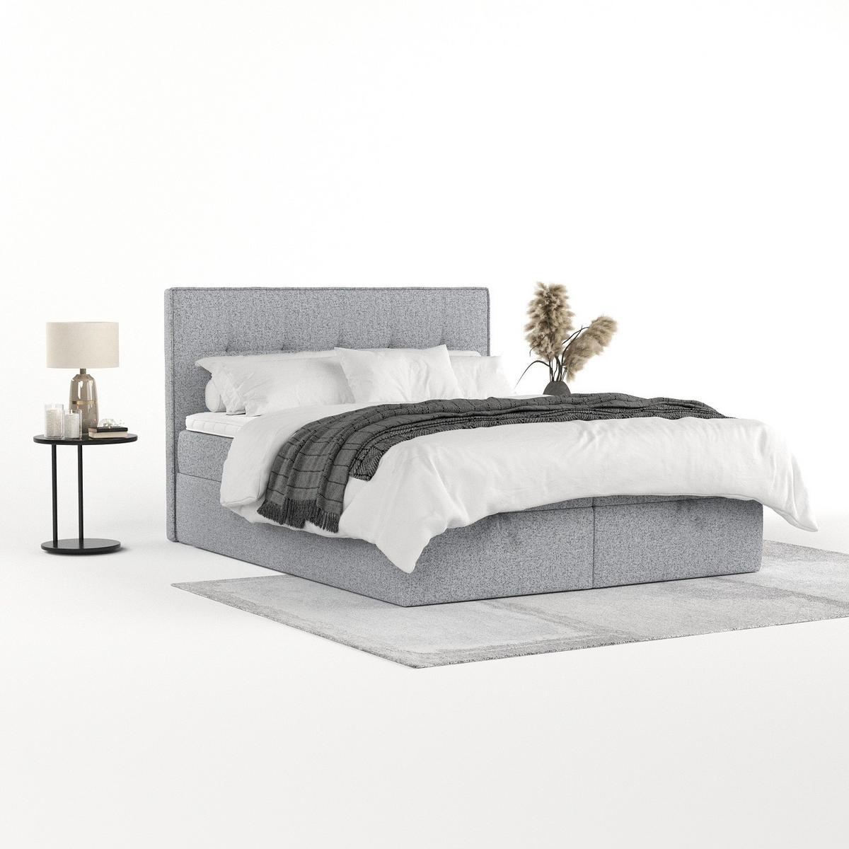 BOXBETT Tivra 180/200 cm Grau im Riva Stoff - Schwarz/Grau, Holz/Holzwerkstoff (180/200cm) - AltaBeds