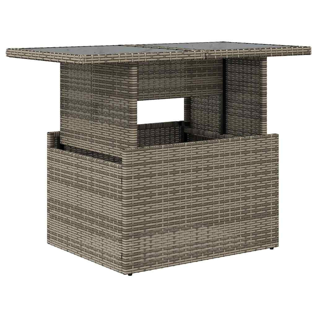 GARTENTISCH Mit Glasplatte Grau 100/55/73 Cm Poly Rattan - Grau, Kunststoff (55/100/73cm) - vidaXL