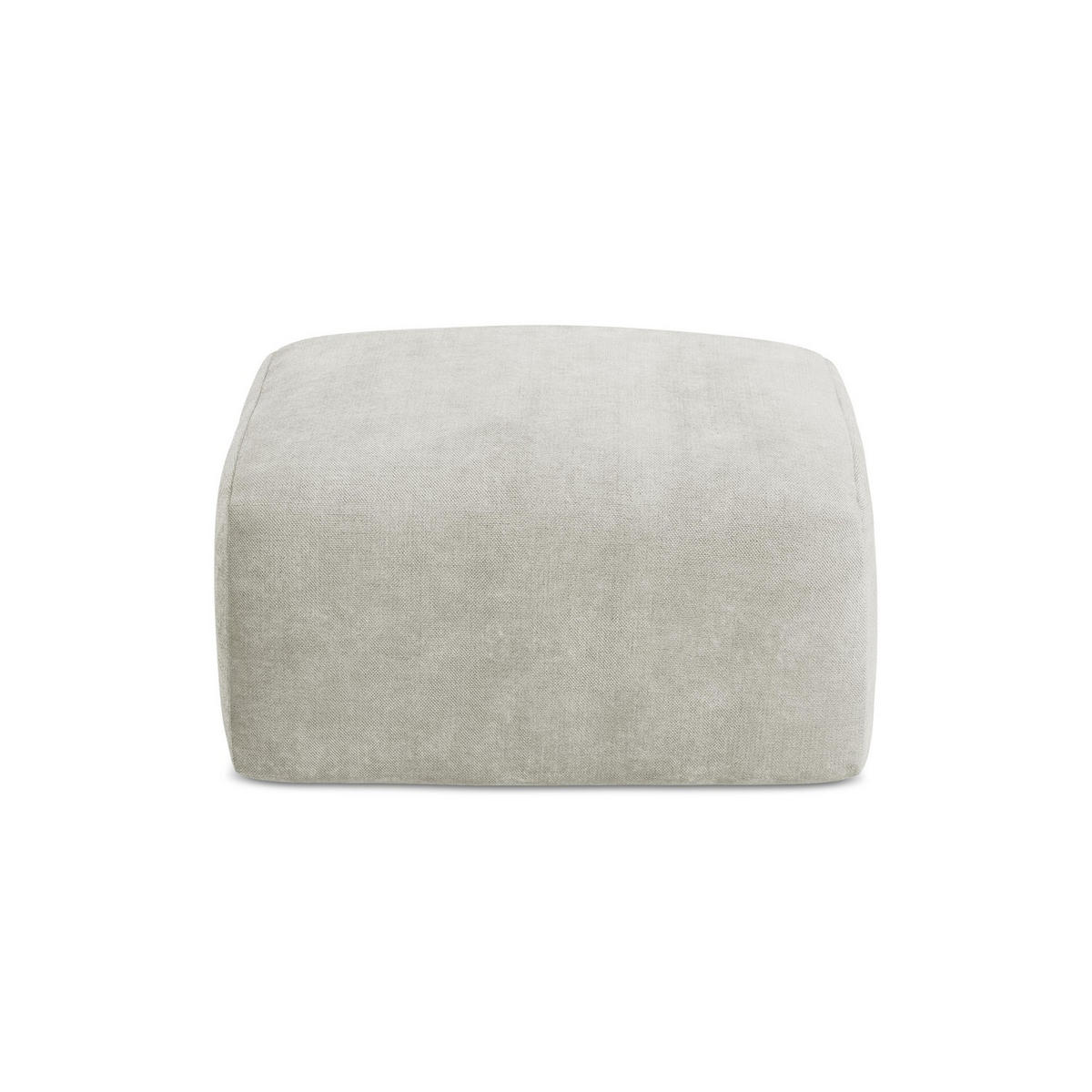 POUF Chenille Stoff Creme - Perlmutt/Schwarz, Holzwerkstoff/Kunststoff (65/40/65cm) - LaMiaSofa