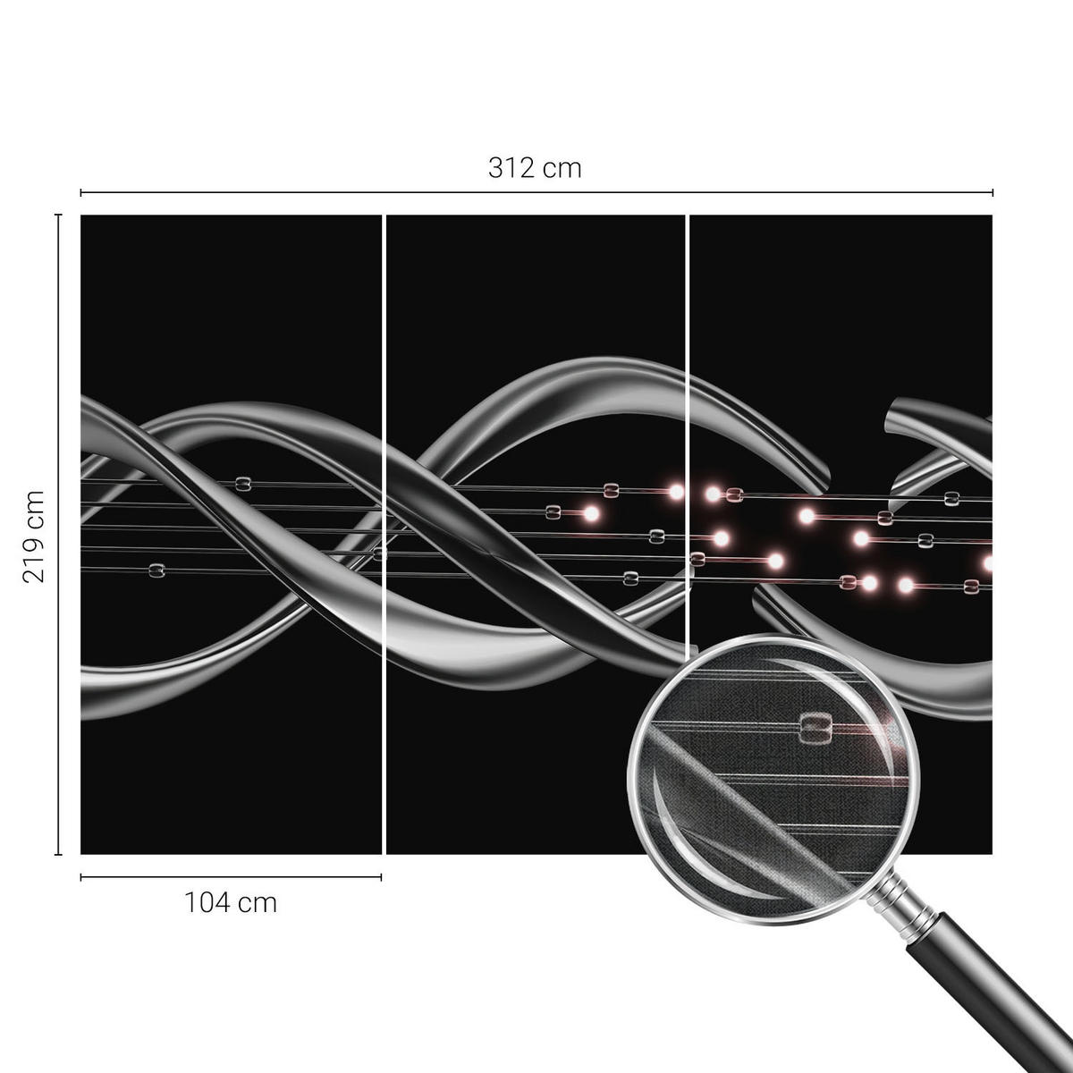 FOTOTAPETE 312x219 cm - Geflochtenes Muster - Schwarz, Textil (312/219cm) - Wallfluent