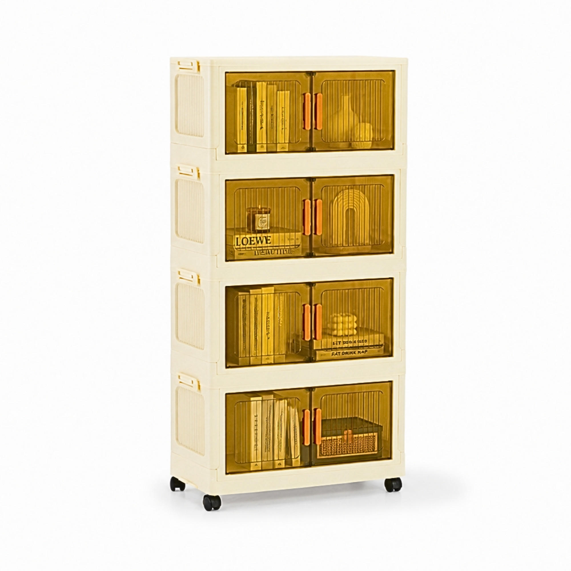 AUFBEWAHRUNGSBOXEN EasyCube stapelbar 4 Ebenen und Rollen 28L Weiß-Transparent - Weiß, Kunststoff (48/25.5/28cm) - BERLINLODGE