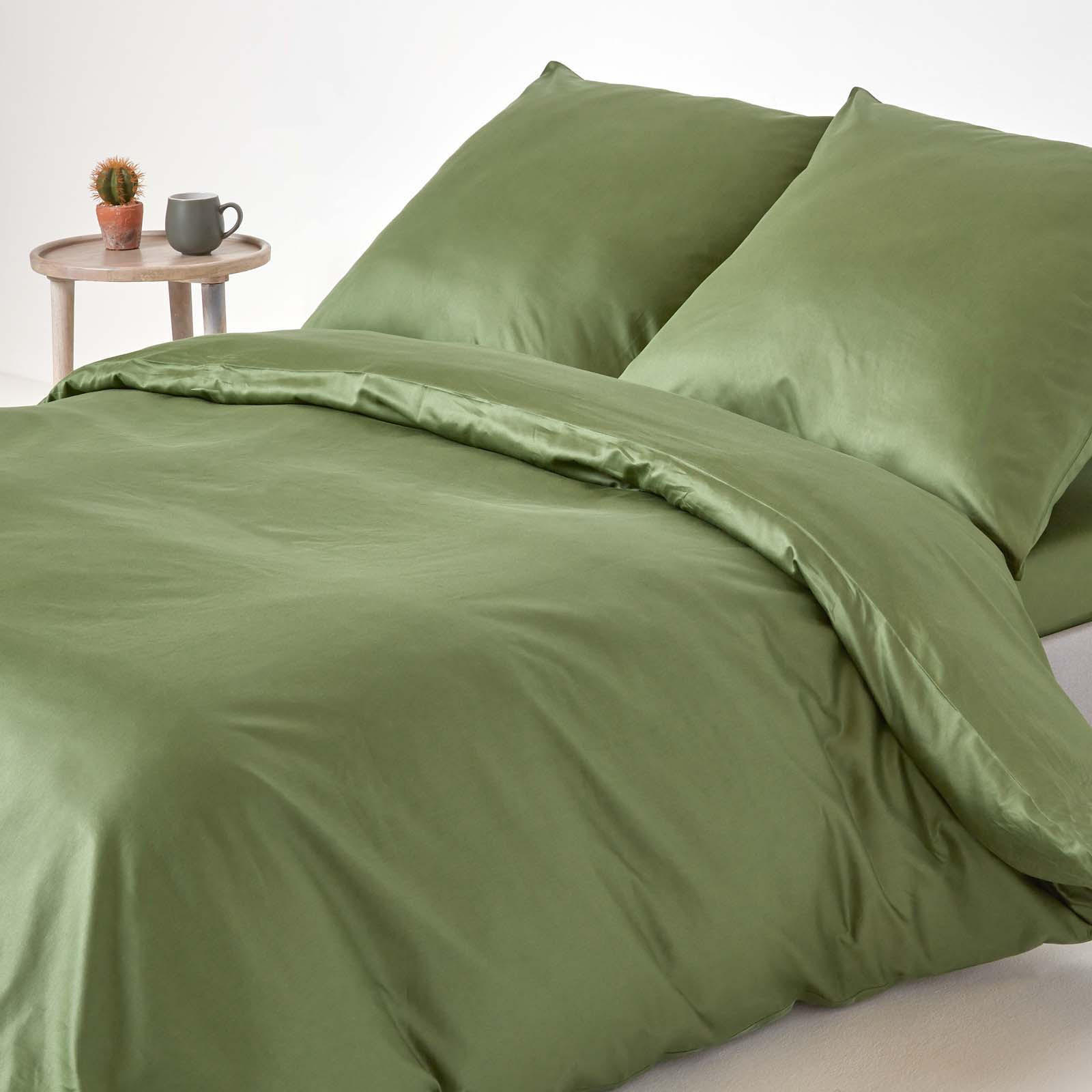 BIO-BETTWÄSCHE Satin Fadendichte 400 - Grün, Textil (240/220cm) - Homescapes