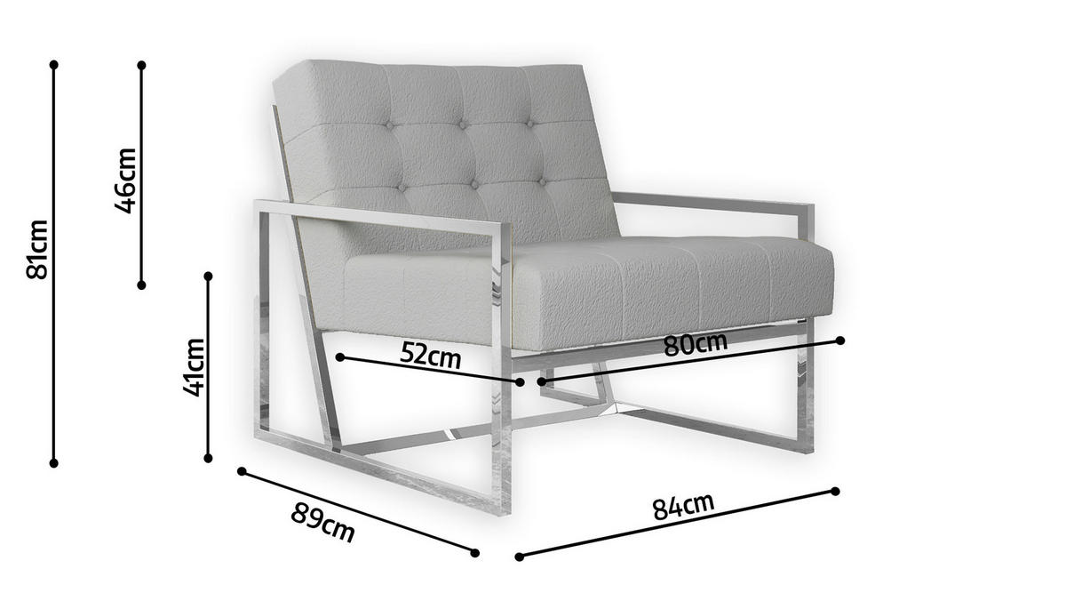 LOUNGESESSEL Duban Grau Bouclé-Stoff - Silberfarben/Grau, Holz/Textil (84/81/89cm) - S-Style Möbel