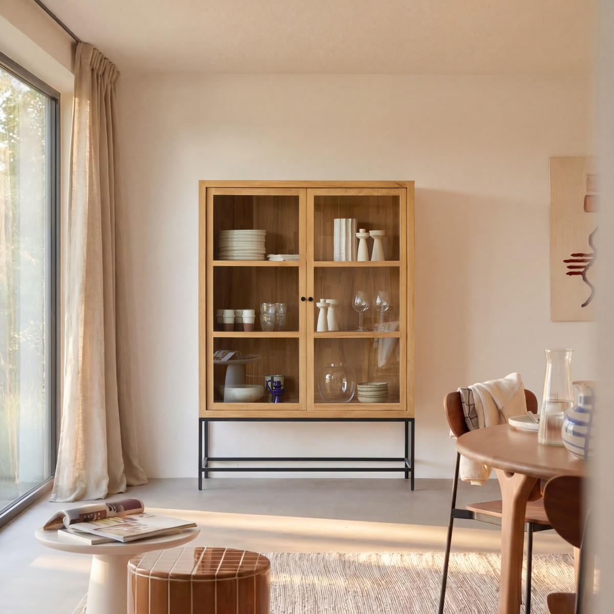 VITRINENSCHRANK Babeth Natur aus Teak - Naturfarben, Holz (120/173/45cm) - Tikamoon