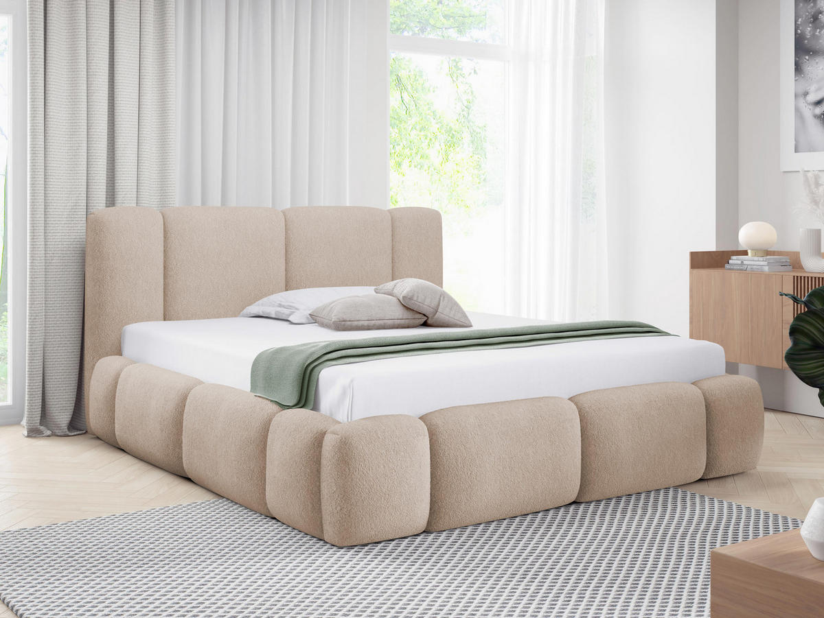 POLSTERBETT Bianco Boucle - Beige, Holz/Textil (120/200cm) - MIRJAN24