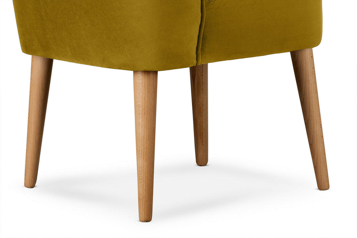 COCKTAILSESSEL DUCO auf hohen Beinen, Gelb/Eiche - Eichefarben/Gelb, Holz/Textil (63/89/65cm) - KONSIMO®