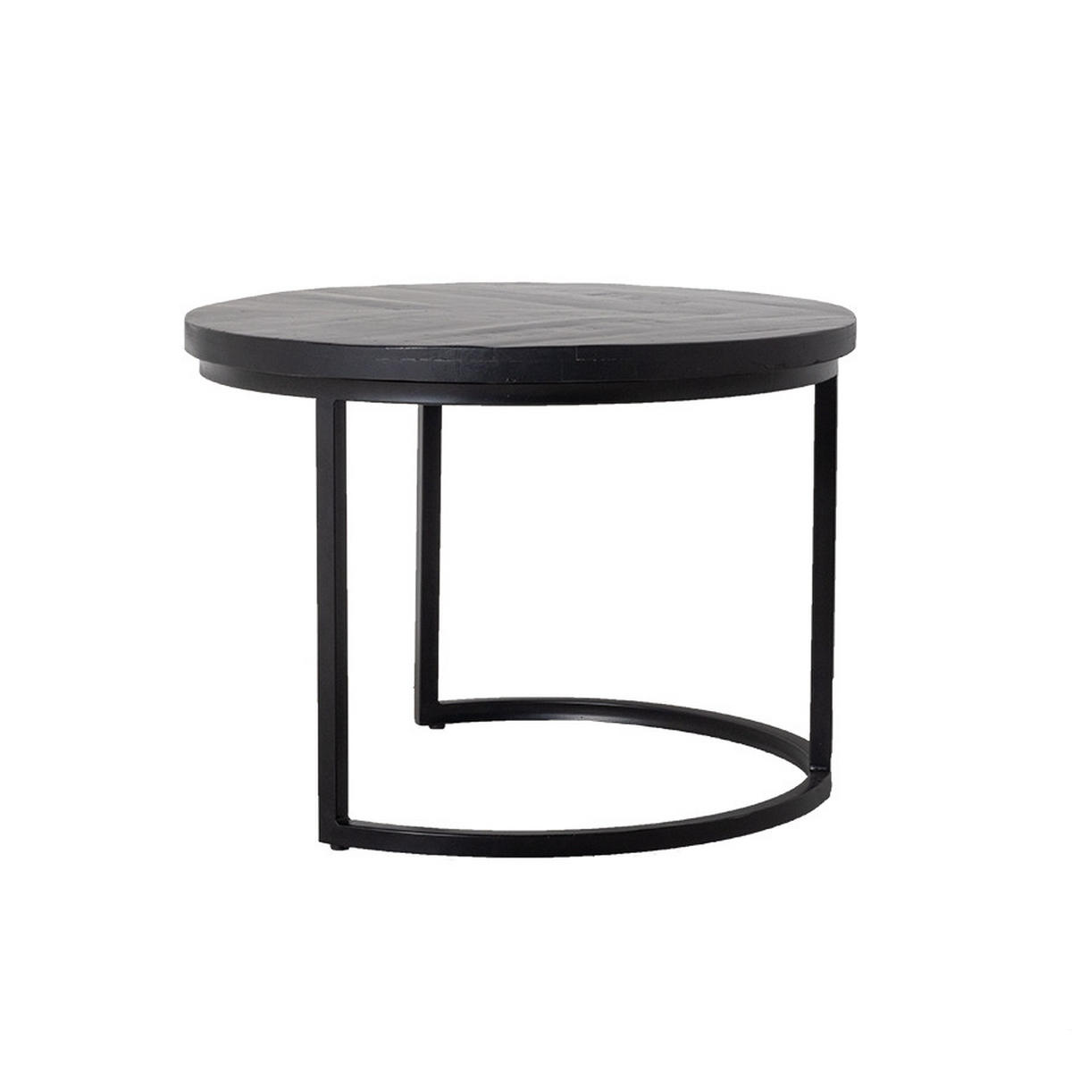 COUCHTISCH rund Herringbone 2er-Set, schwarz - Schwarz, Holz (75/75/50cm) - Giga Meubel