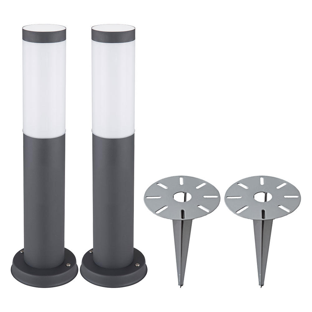 LED AUSSENLEUCHTE BOSTON Edelstahl Anthrazit 2er Set - Anthrazit, Metall (7.6/7.6/45cm)