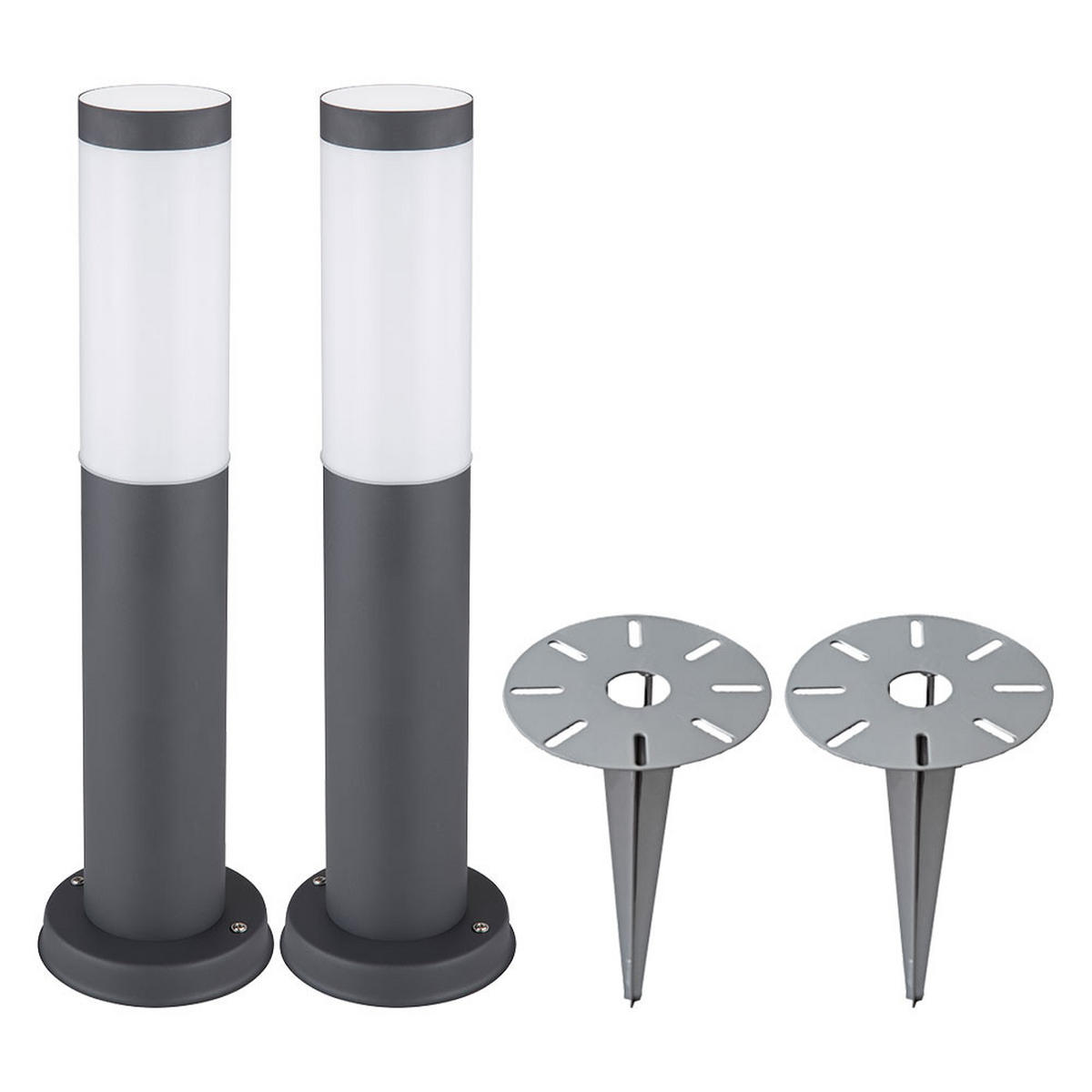 LED AUSSENLEUCHTE BOSTON Edelstahl Anthrazit 2er Set - Anthrazit, Metall (7.6/7.6/45cm)