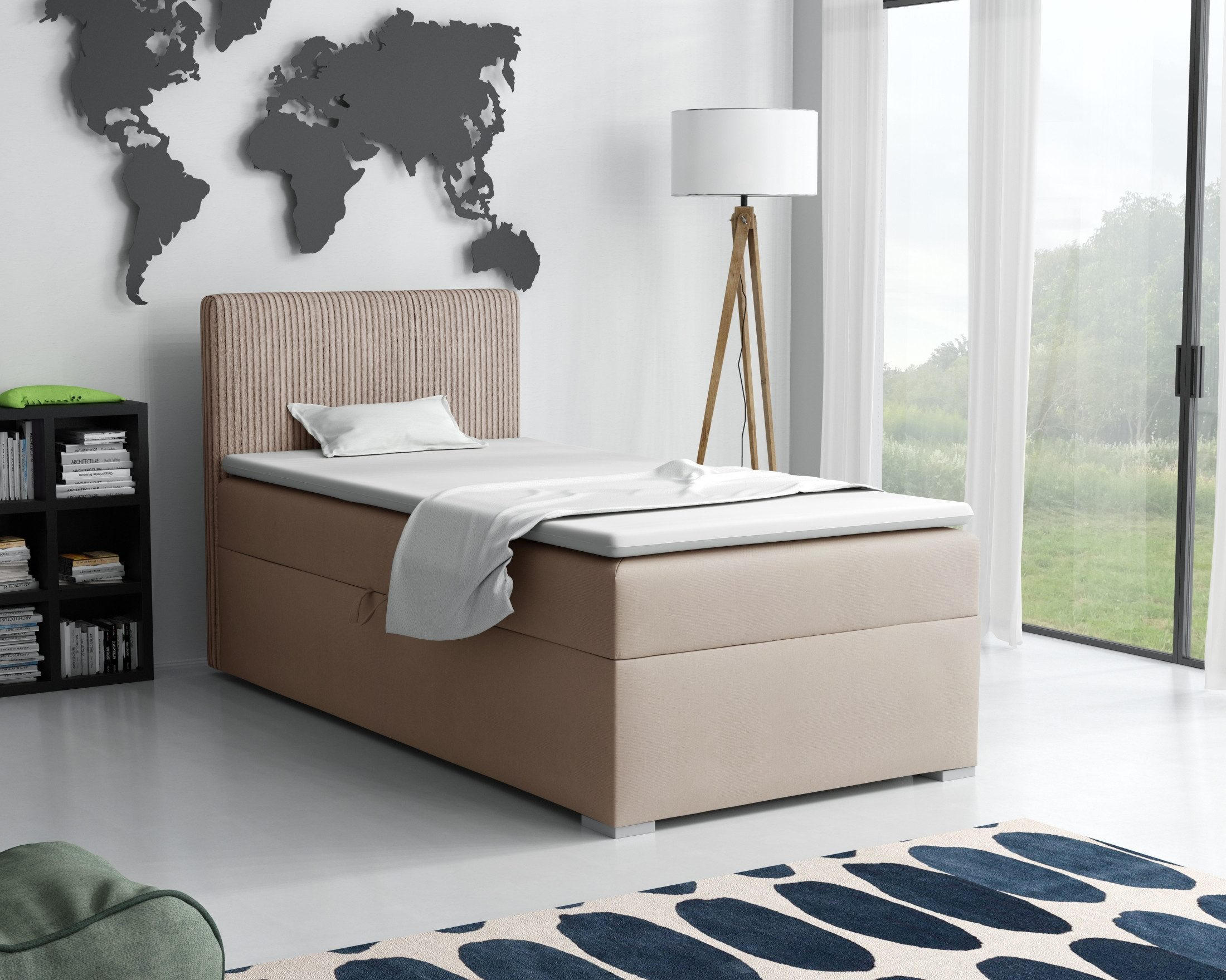 BOXBETT DON 90/200 Beige H3 Öffnung links - Beige, Holz/Holzwerkstoff (90/200cm) - Deine Möbel 24