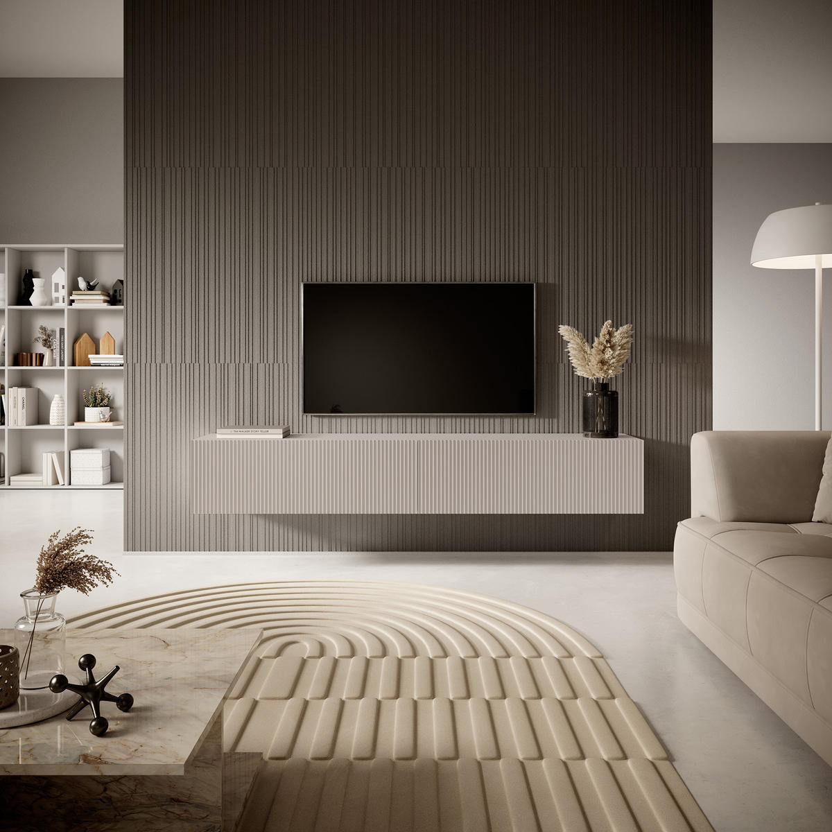 TV-HÄNGEBOARD Veldio Graubeige 175 cm - Greige, Holzwerkstoff (175/28.5/31.6cm) - Selsey