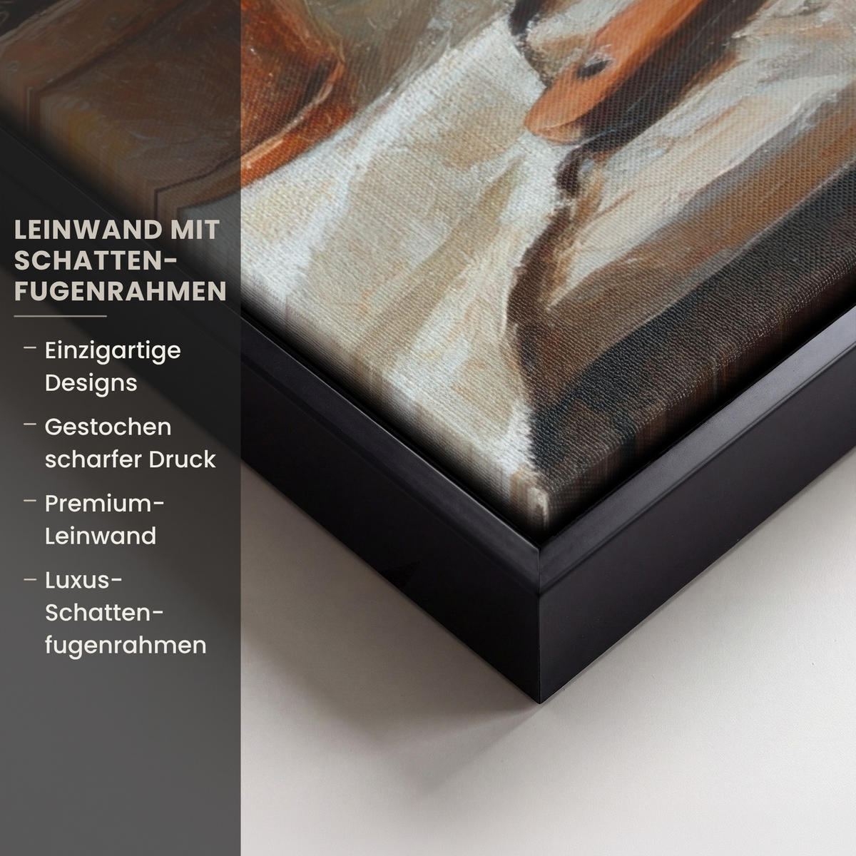 LEINWAND Bilder mit Rahmen - Töpfe - Kräuter - Holz - 60x80 - Terracotta, Textil (60/80cm) - MuchoWow