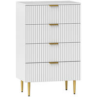 KOMOODE DE-12919 4 Schubladen, geriffelte Fronten Weiß - Weiß, Holzwerkstoff (60/96/40cm) - ComfortXL