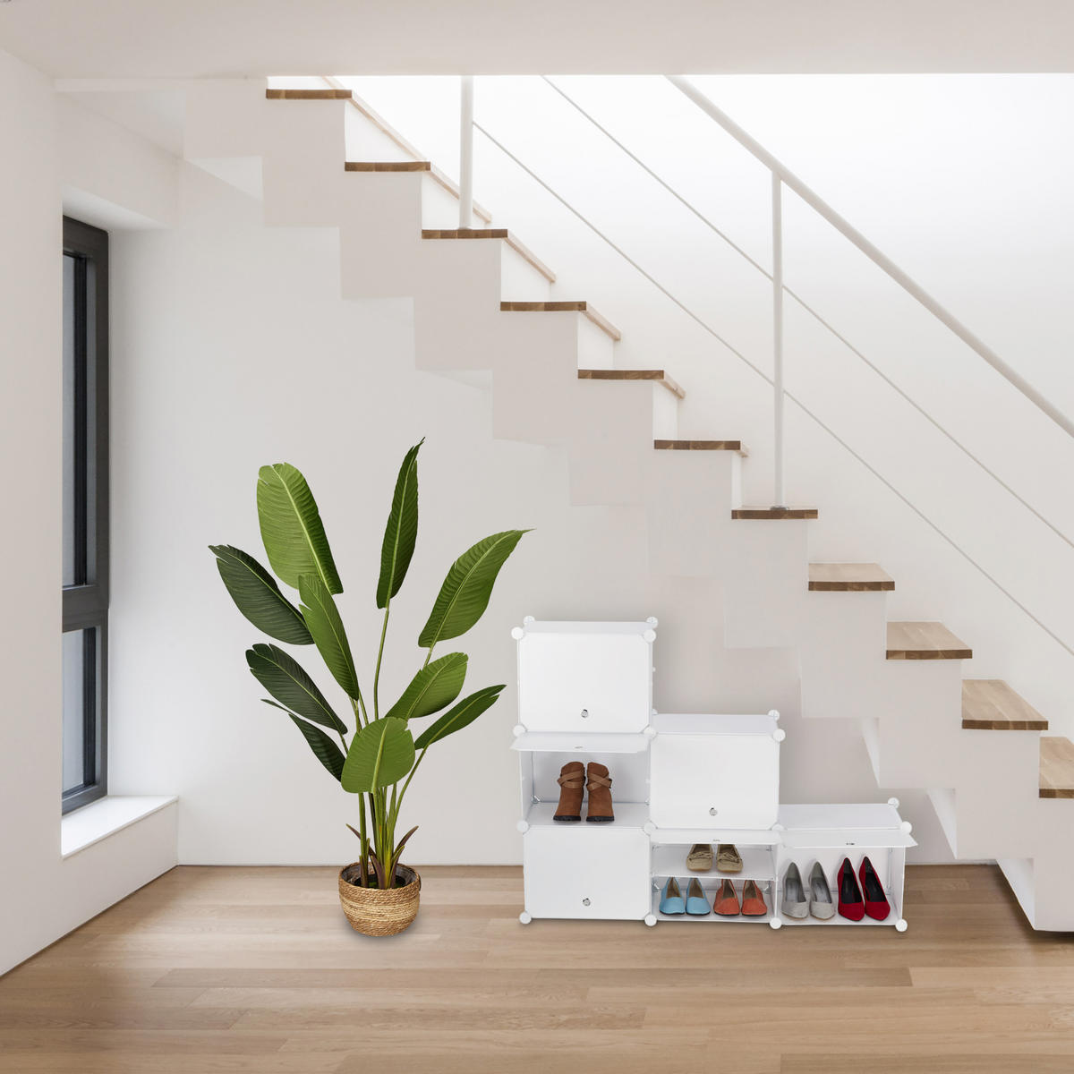 SCHUHSCHRANK - Weiß, Kunststoff/Metall (85/95/31.5cm) - Relaxdays