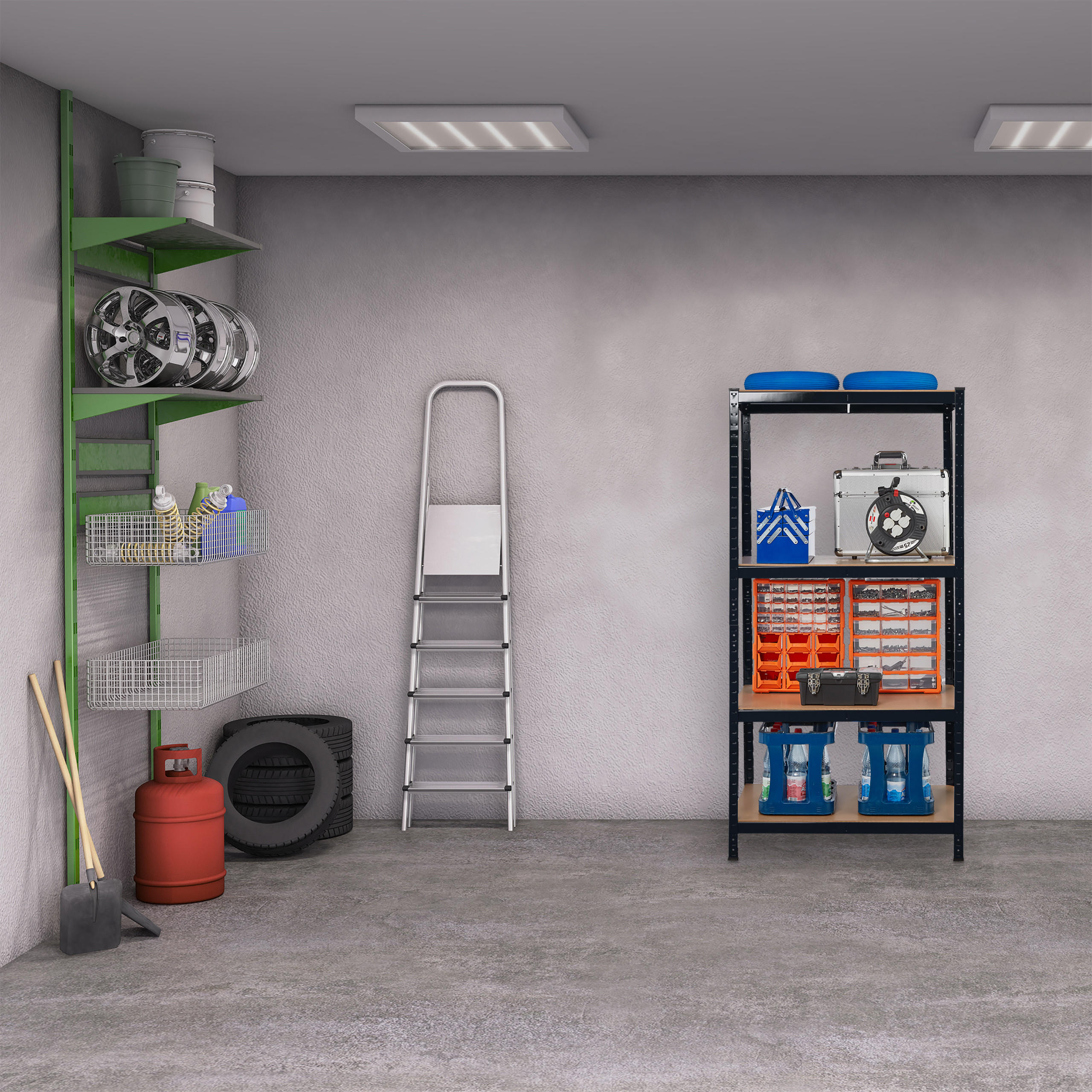 SCHWERLASTREGAL - Multicolor, Holzwerkstoff/Metall (90/180/60cm) - Relaxdays