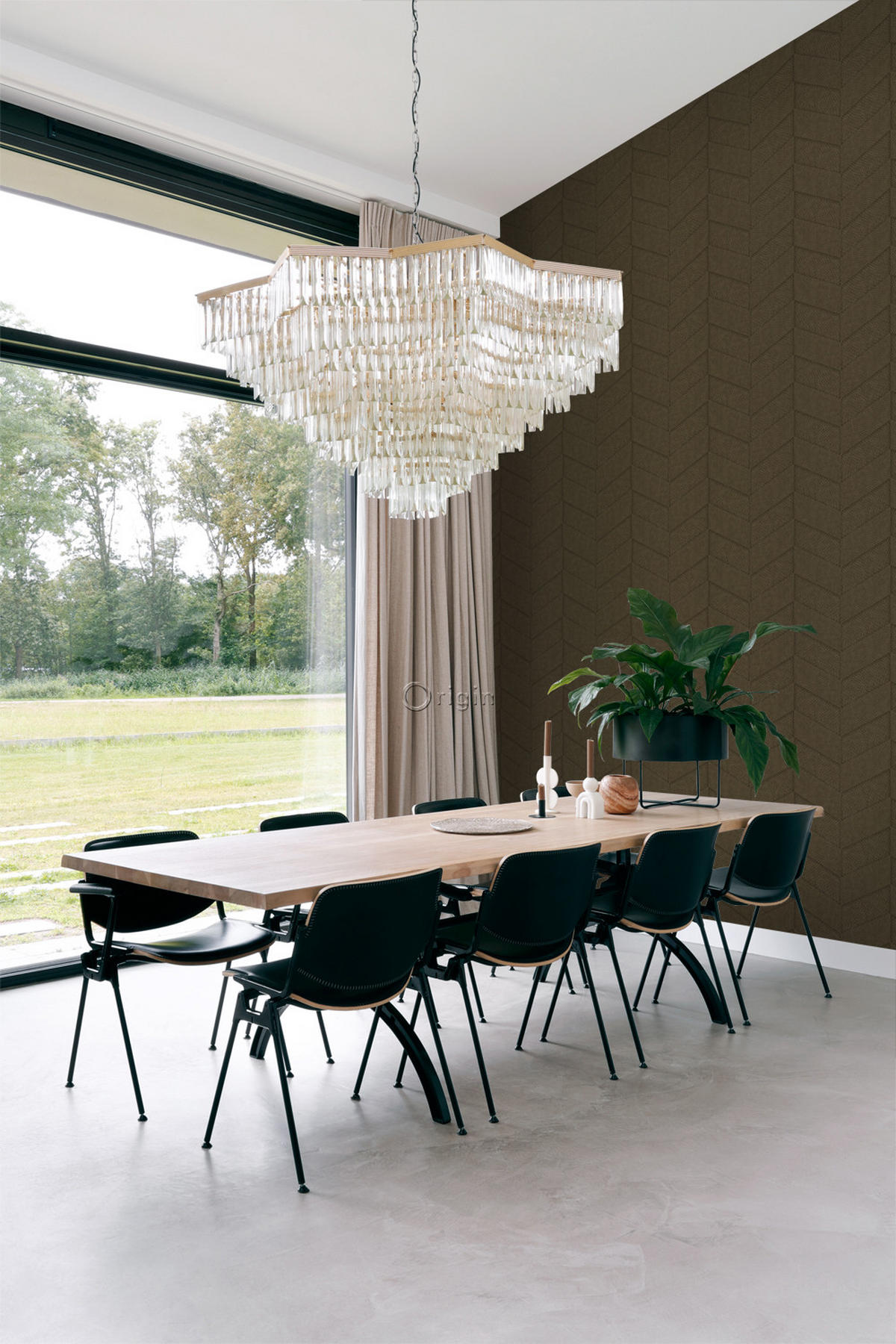 TAPETE Fliesenmuster mit Schlangenhaut-Motiv 53 cm x 10.05 m - Braun, Papier (53/1000cm) - Origin Wallcoverings