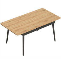 AUSZIEHBARER-ESSTISCH MDF Metall Eiche - Eichefarben/Schwarz, Holzwerkstoff/Metall (160/85/75cm) - HOMCOM