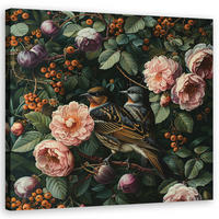 WANDBILD vögel blätter natur - Multicolor, Textil (50/50cm) - Feeby