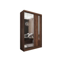 SCHWEBETÜRENSCHRANK GRAZIA 120/216/61 cm Modern Kleiderschrank 2-türig mit Spiegel Nussbaumfarben - Nussbaumfarben, Holzwerkstoff (120/216/61cm) - MASSENO