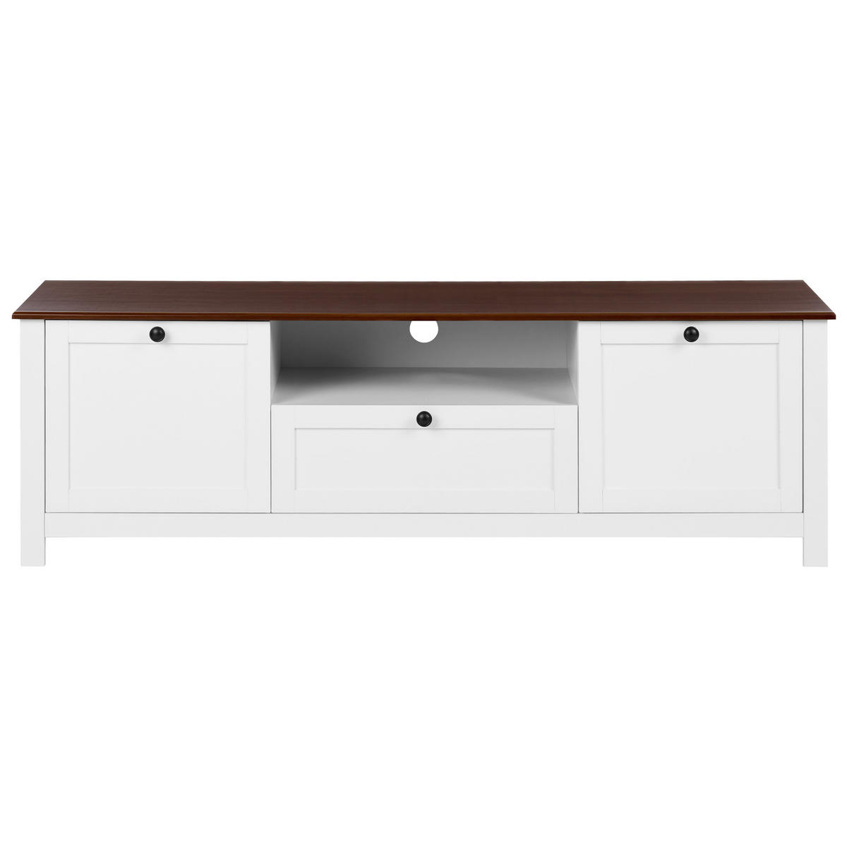 TV STOLEK Bílý Pimba - bílá/hnědá, kompozitní dřevo (160/50/40cm) - Beliani