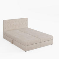 BOXBETT CRYSTAL 200/200 cm, in Beige, Premium Velours-Stoff, Bettkasten, Matratze, Topper - Beige, Textil (200/20cm) - Barchello