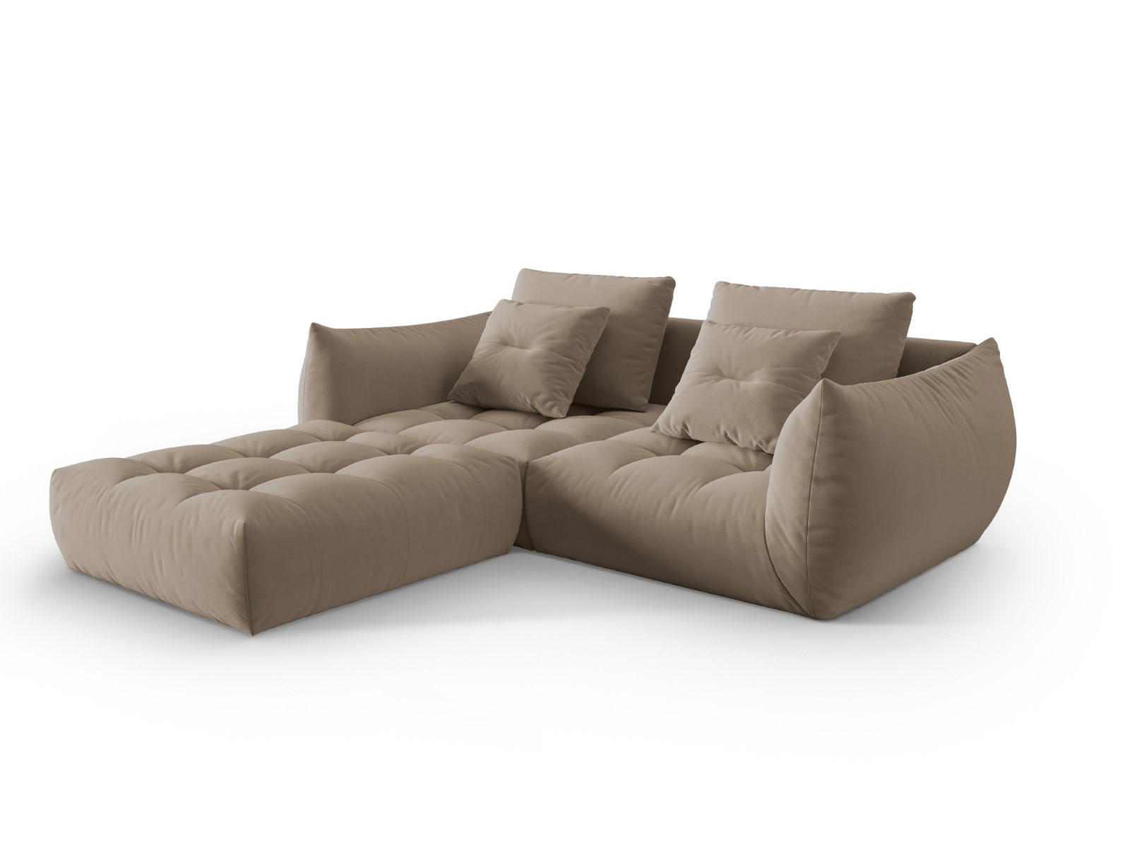 SOFA modular Bloom aus Samt hellbraun 3 Sitzplätze - Hellbraun, Textil (216/232cm) - Micadoni