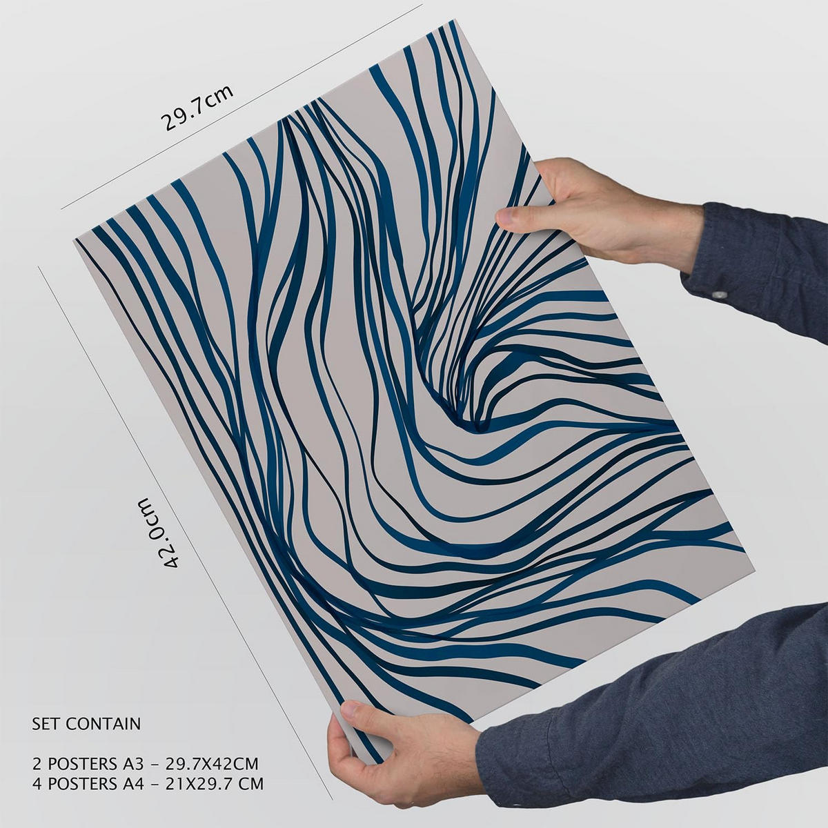 POSTER Set Mit 6 Bezaubernde Schnur In Form Abstracts Ästhetische Dekorative Gemälde Für Ihr Wohnzimmer, Schlafzimmer, Zuhause A3 & A4 Rahmenlos - Klar, Papier (29/3cm) - Nacnic