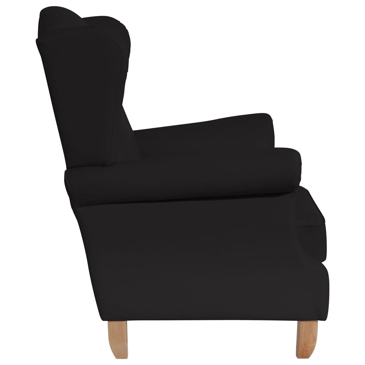 OHRENSESSEL Katria Bezug Kunstleder Buche natur / schwarz - Schwarz, Kunststoff (88/108/84cm) - 58aufmkessel