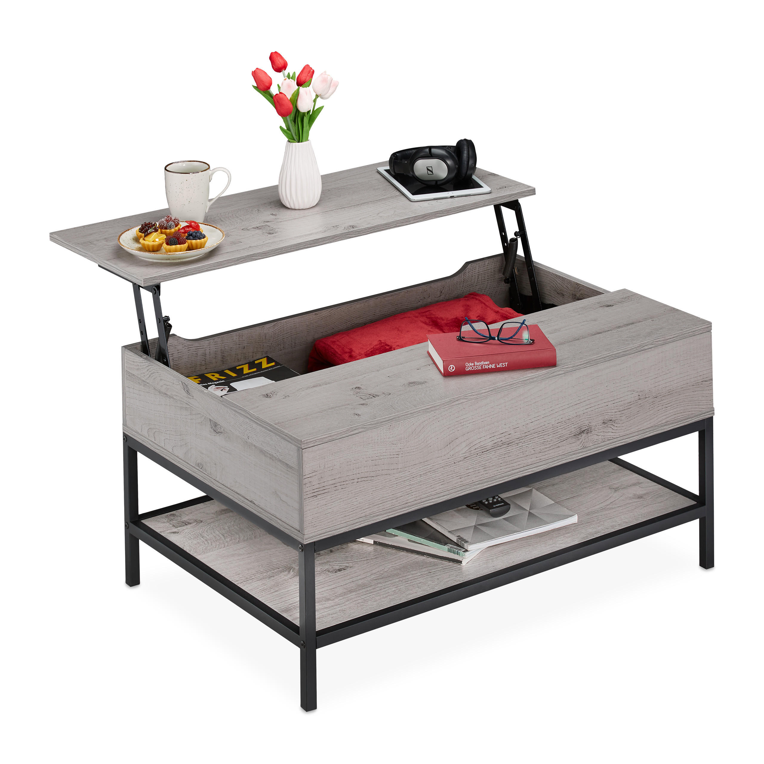 Relaxdays Couchtisch Grau 90x58x86.5 cm