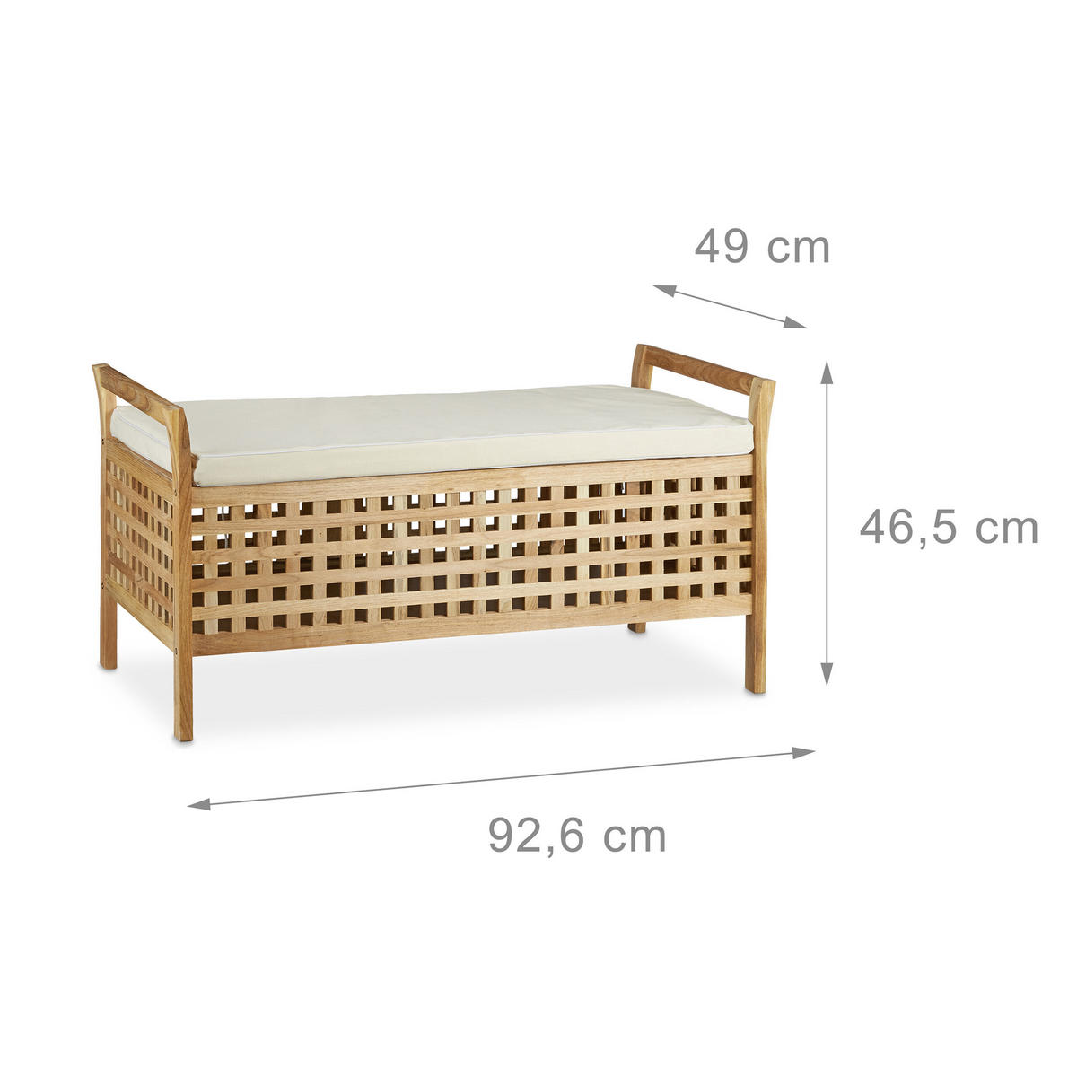 SITZBANK - Hellbraun, Holz/Textil (92.6/46.5/49cm) - Relaxdays